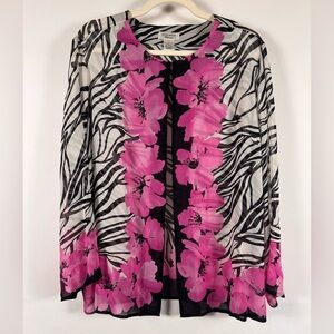 Laura Ashley Silk Cardigan Women Size 1X VTG Floral Sequins Beaded Luxury Event